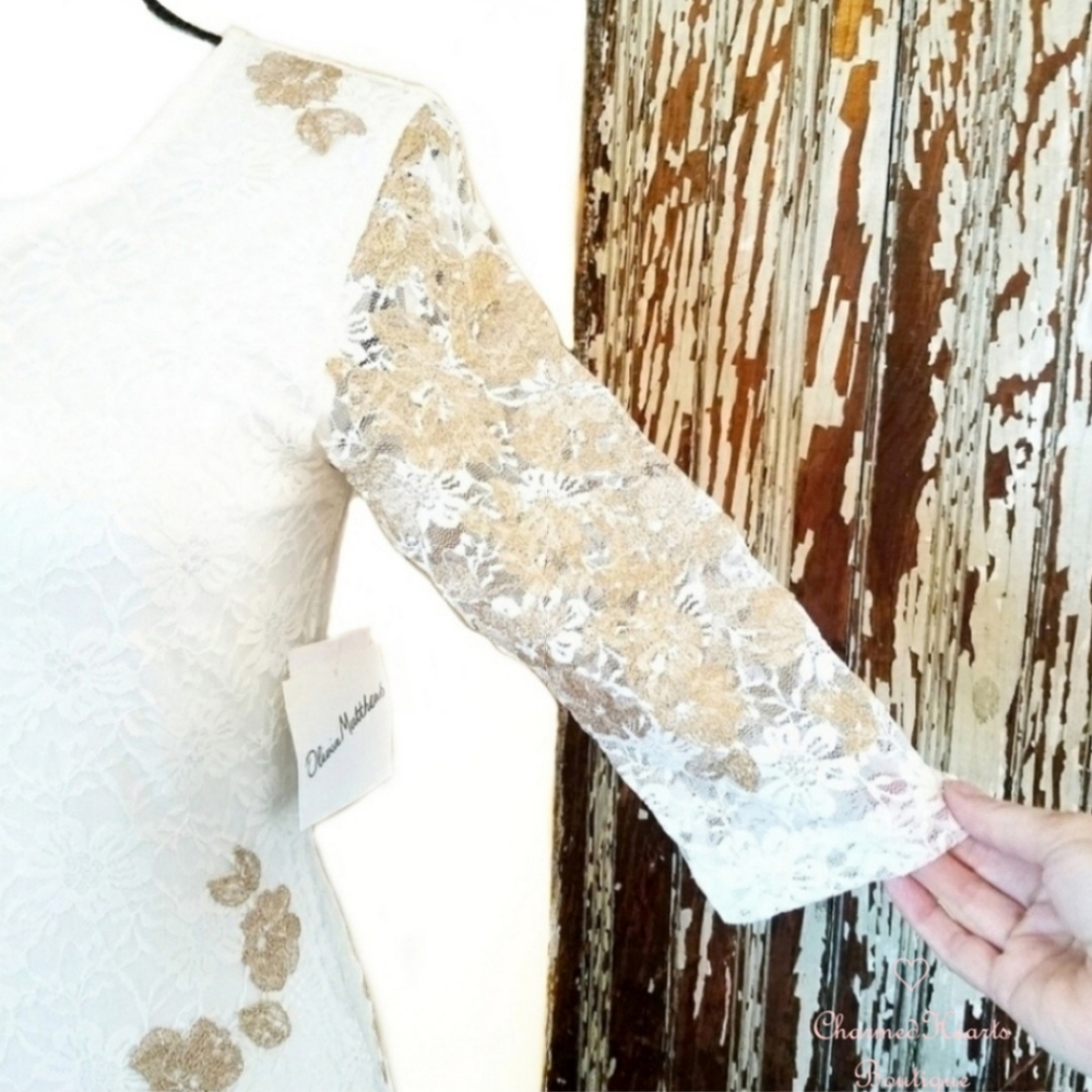 Olivia Matthews Lace Cocktail Dress White Size 4P - Picture 3 of 12